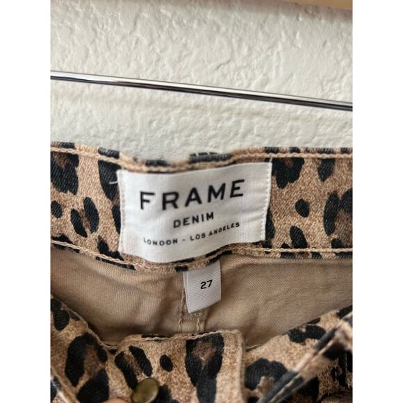 FRAME Denim Ali High Rise Leopard Animal Print Skinny Cigarette Pants Size 27 - Picture 7 of 9